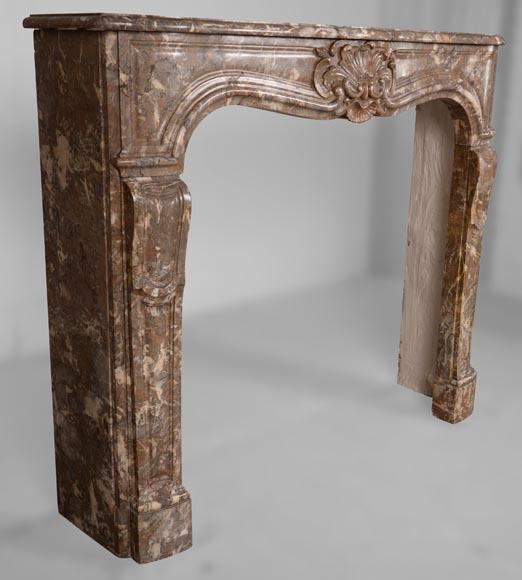 Louis XV period mantel Royl Red marble with a beautiful shell-4