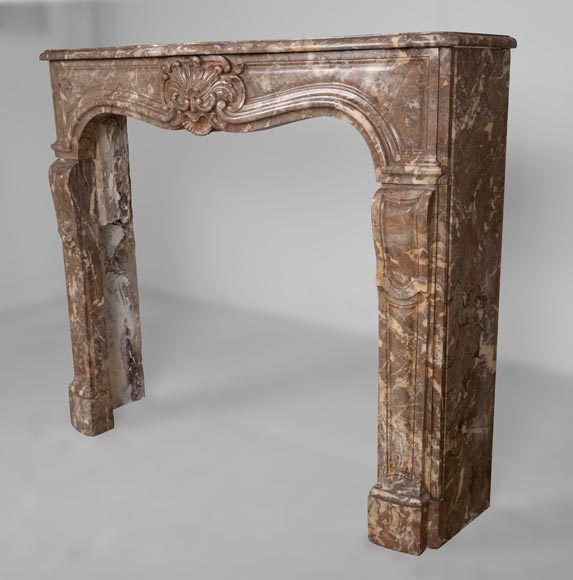 Louis XV period mantel Royl Red marble with a beautiful shell-7
