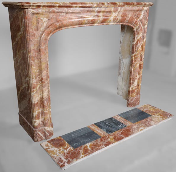 Louis XIV style fireplace in red marble-2