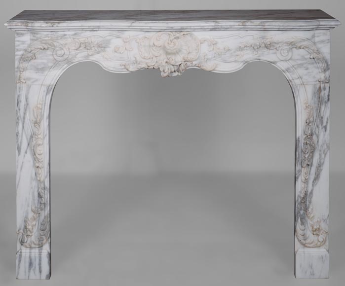 Louis XV style mantel in Arabescato marble-0
