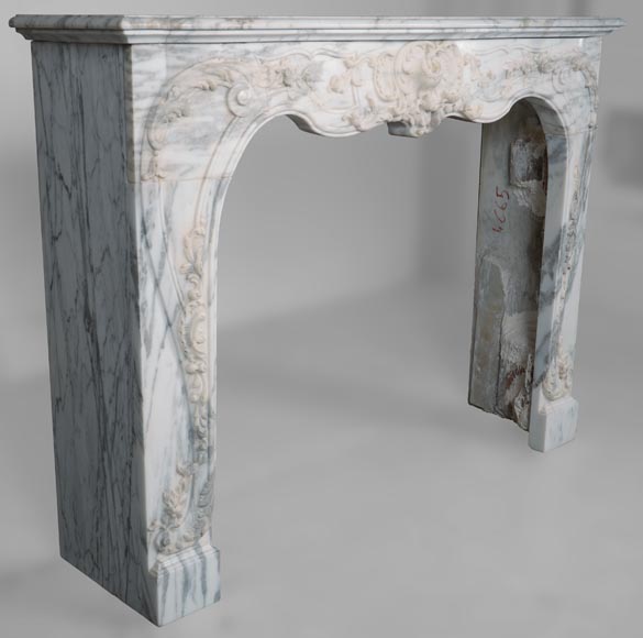 Louis XV style mantel in Arabescato marble-4