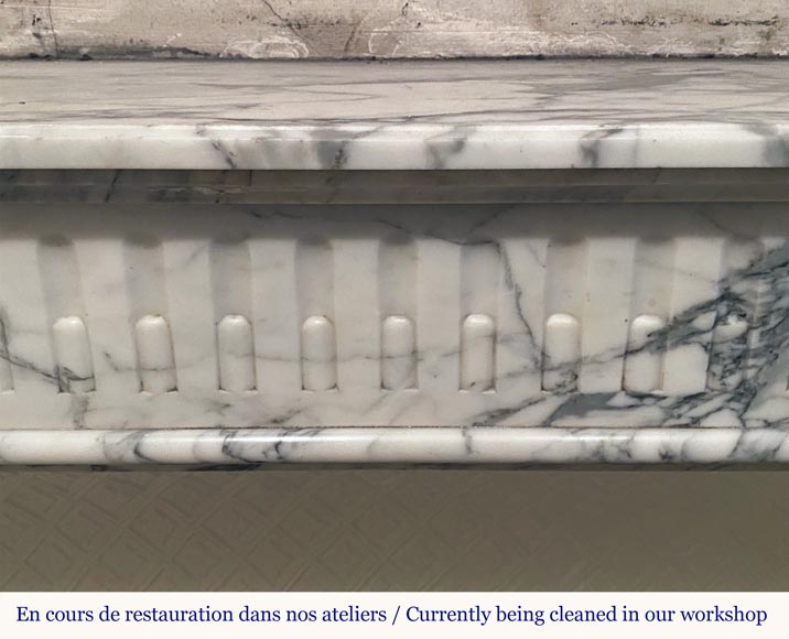 Louis XVI style mantel with flutes in Arabescato marble-1