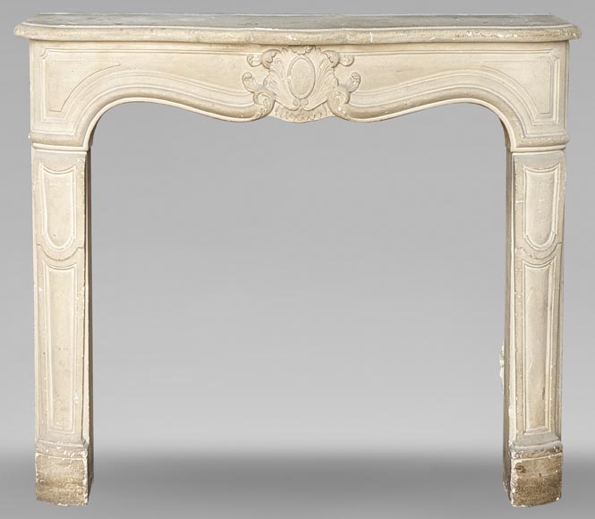 Beautiful Louis XV style stone mantel with a stylized shell-0