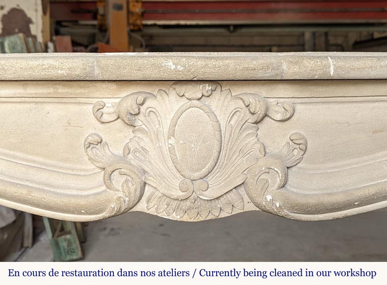 Beautiful Louis XV style stone mantel with a stylized shell-1