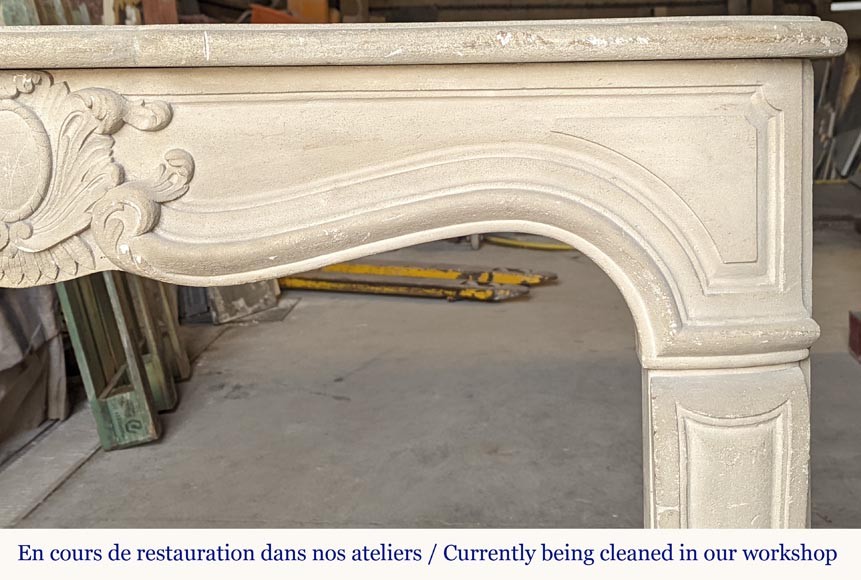 Beautiful Louis XV style stone mantel with a stylized shell-7