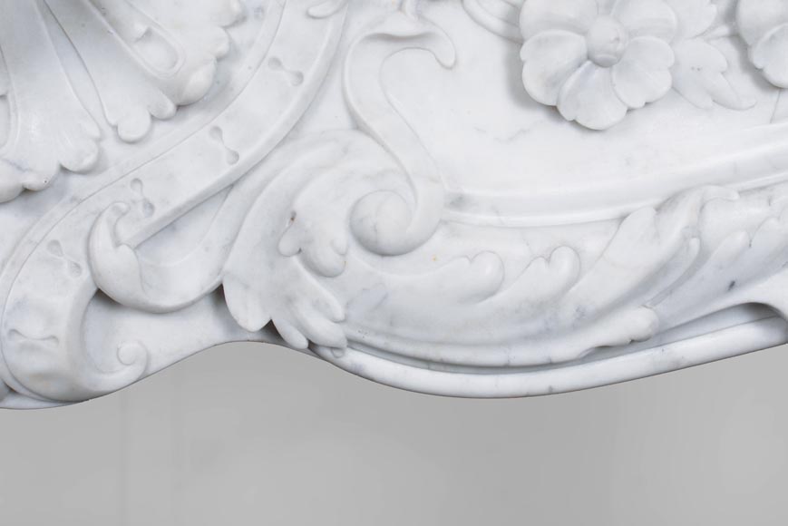 Louis XV style fireplace in Carrara marble-5