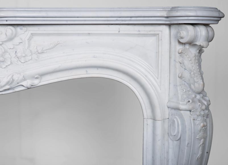Louis XV style fireplace in Carrara marble-12