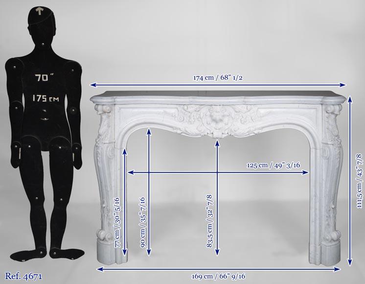 Louis XV style fireplace in Carrara marble-16