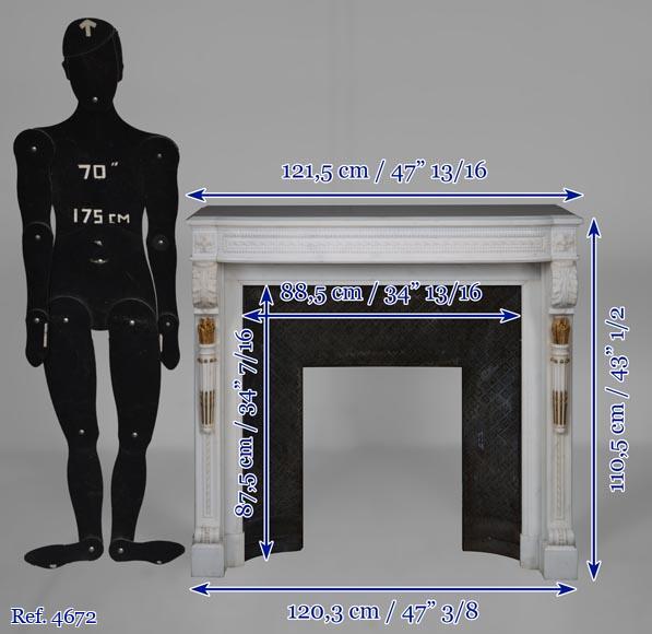 Splendid Louis XVI style mantel in statuary marble with quivers inspired by the model in the Fontainebleau castel drawn by Pierre-Marie Rousseau-17