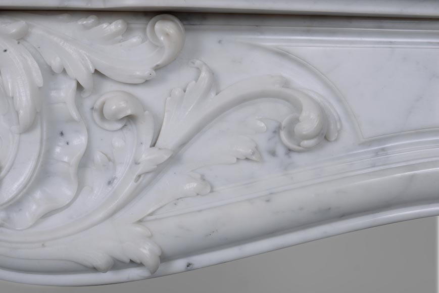 Louis XV style mantel in Carrara marble richly sculpted-3