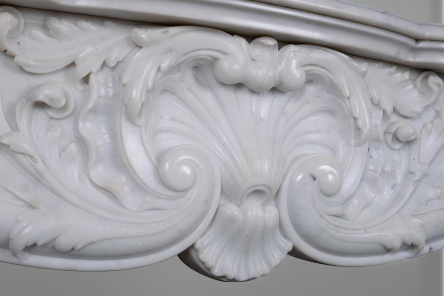 Louis XV style mantel in Carrara marble richly sculpted-4