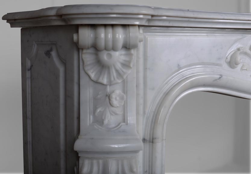 Louis XV style mantel in Carrara marble richly sculpted-6