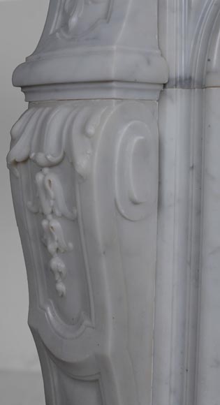 Louis XV style mantel in Carrara marble richly sculpted-7