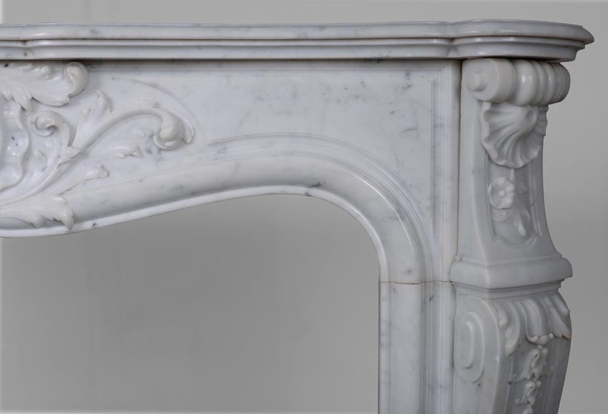 Louis XV style mantel in Carrara marble richly sculpted-10