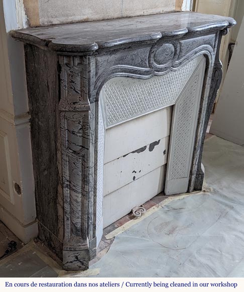 Pompadour mantel in Bleu Fleuri marble-2