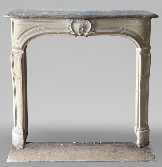 Small Louis XV period mantel in stone with a beautiful shell-0