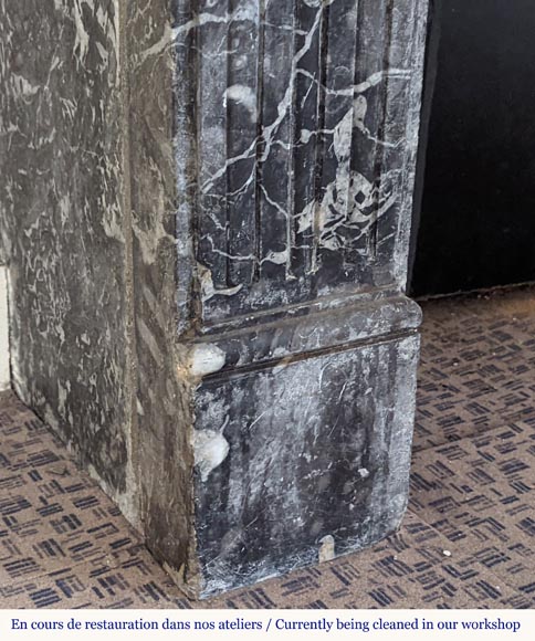 Large Louis XVI period mantel in Saint-Anne Grey marble-4