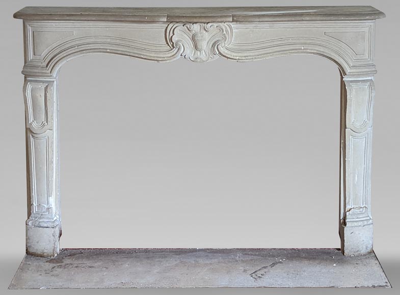 Louis XV period mantel in stone with a beautiful shell-0