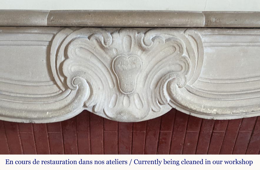 Louis XV period mantel in stone with a beautiful shell-1