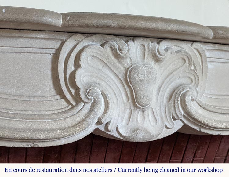 Louis XV period mantel in stone with a beautiful shell-2