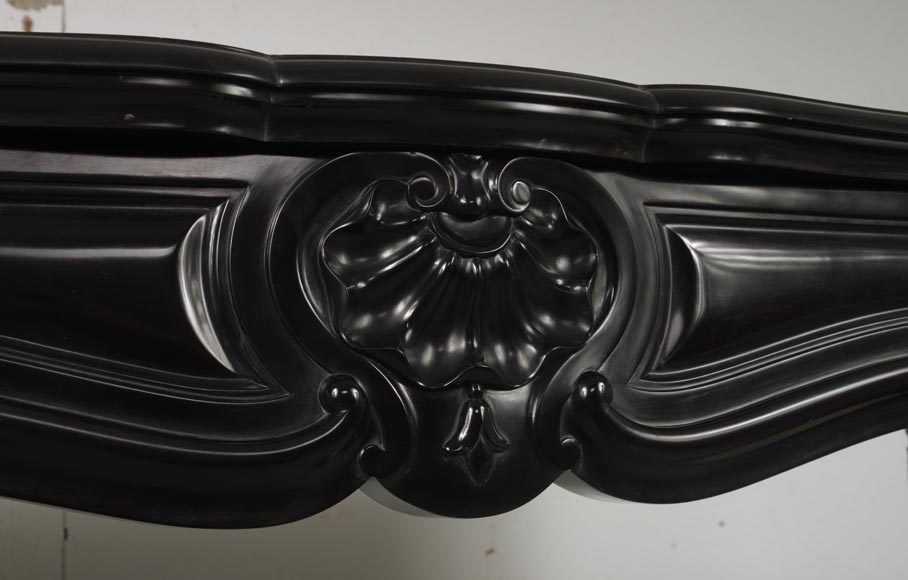 Louis XV style three shell mantel in fine black marble-2