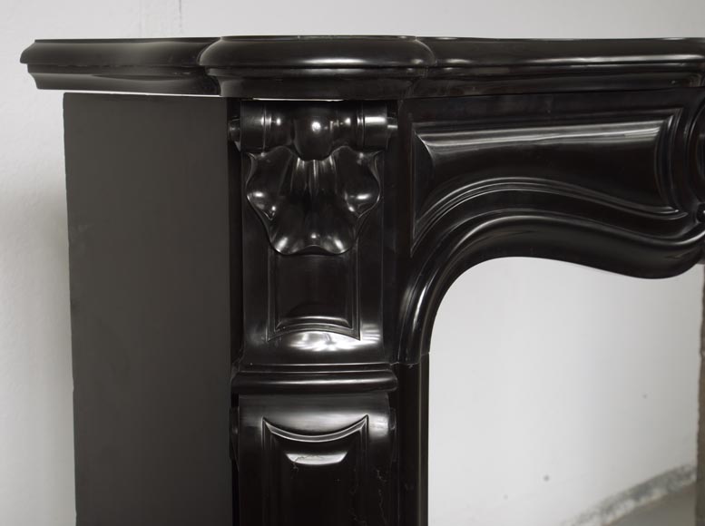 Louis XV style three shell mantel in fine black marble-4