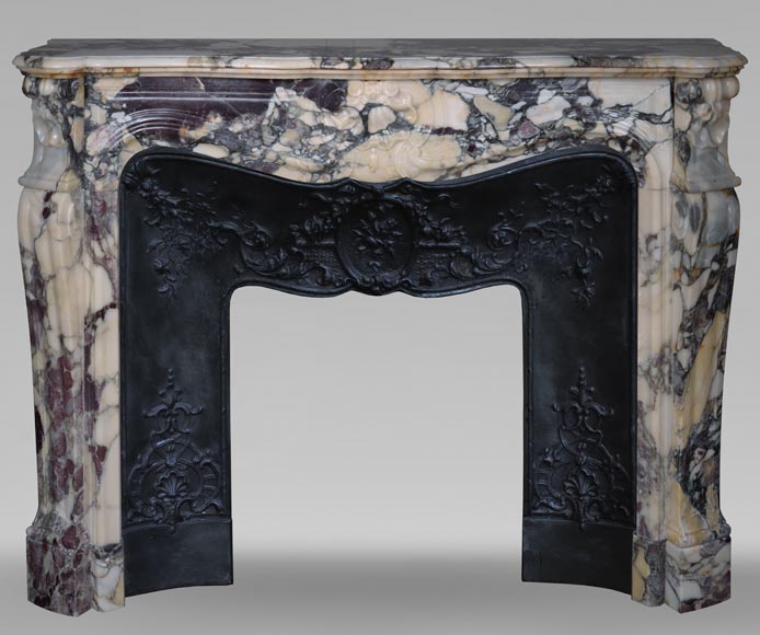 Louis XV style mantel in Violet Breccia marble-0