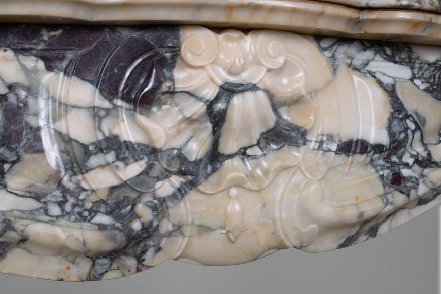 Louis XV style mantel in Violet Breccia marble-2
