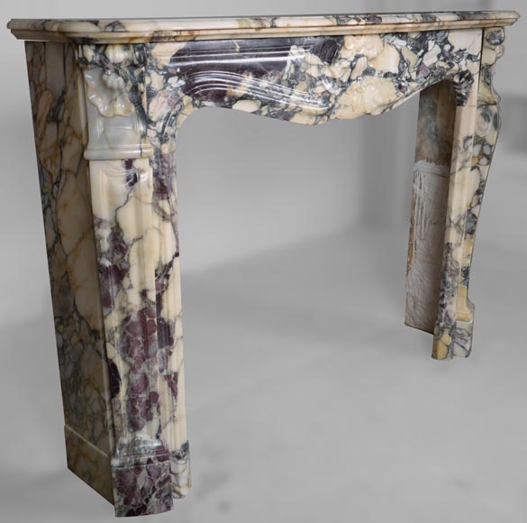 Louis XV style mantel in Violet Breccia marble-3
