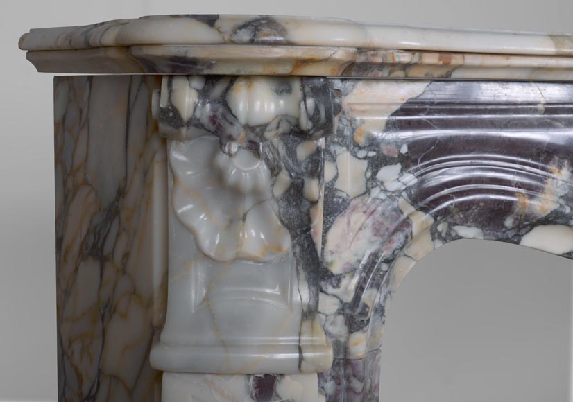 Louis XV style mantel in Violet Breccia marble-4