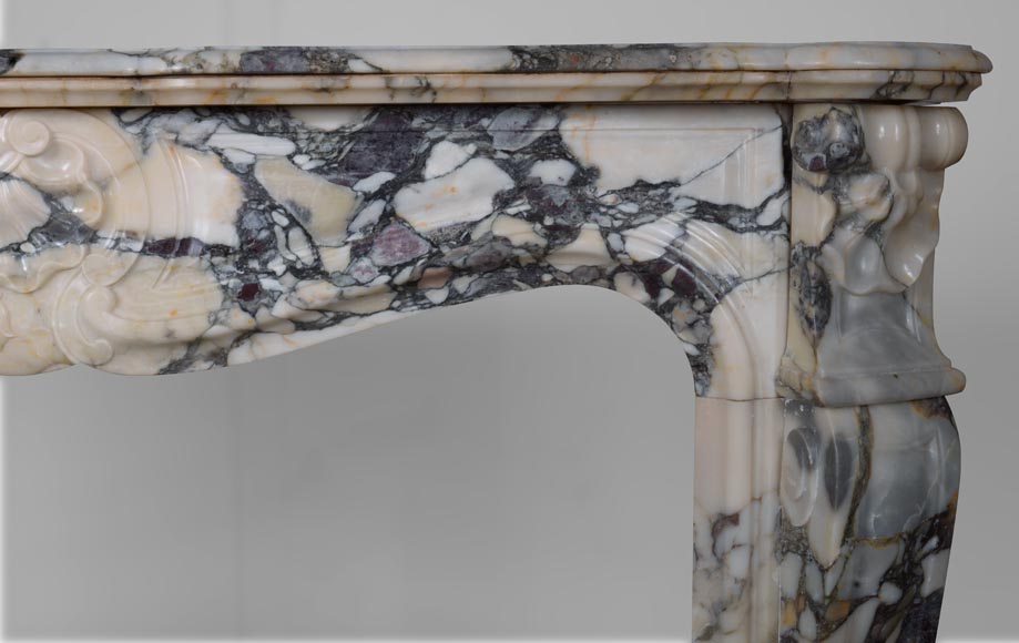 Louis XV style mantel in Violet Breccia marble-7