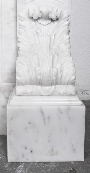 Napoleon III style scroll fireplace, richly sculpted, in Carrara marble Napoleon III style scroll fireplace, richly sculpted, in Carrara marble-11