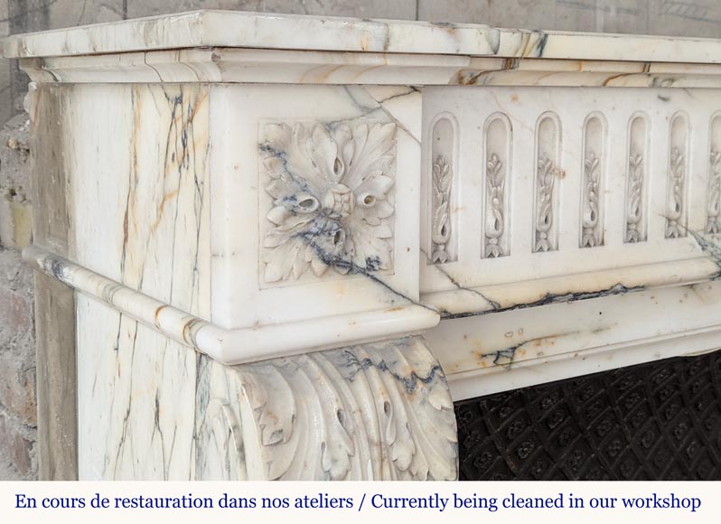 Large Louis XVI style mantel with flutes in Paonazzo marble-4