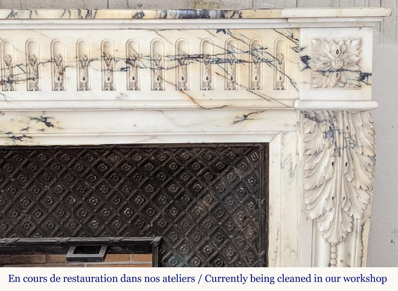 Large Louis XVI style mantel with flutes in Paonazzo marble-8