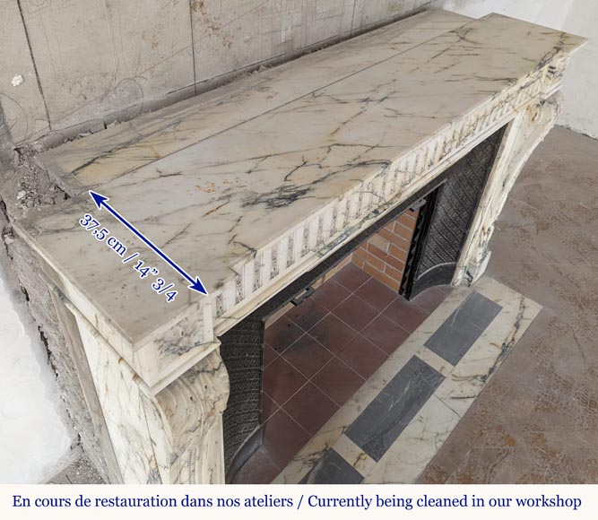 Large Louis XVI style mantel with flutes in Paonazzo marble-12