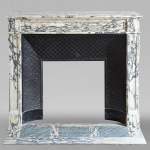 Small Louis XVI style fireplace with pearls in Breche marble