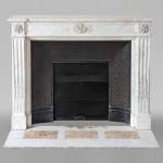 Small Louis XVI style mantel in half statuary marble with three roses