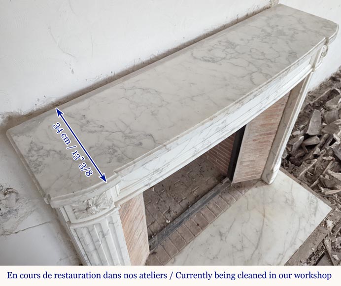 Louis XVI style mantel slightly curved in veined Carrara marble-9