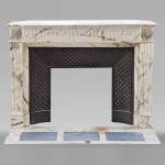 Louis XVI style mantel with flutes in Poanazzo marble