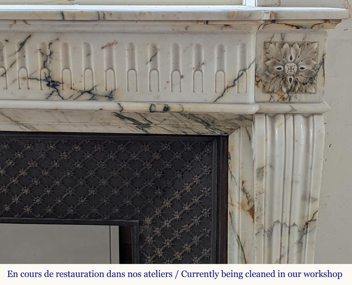 Louis XVI style mantel with flutes in Poanazzo marble-6