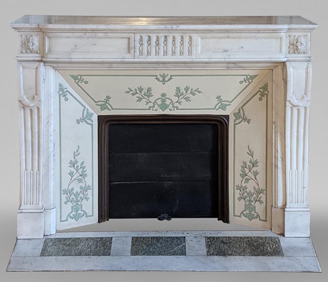 Louis XVI style mantel in half statuary marble with asparagus-0