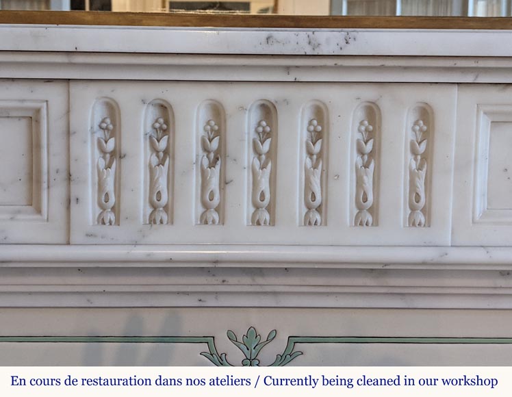 Louis XVI style mantel in half statuary marble with asparagus-2