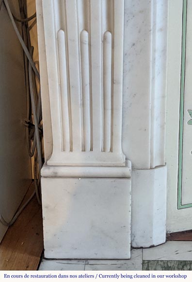 Louis XVI style mantel in half statuary marble with asparagus-4
