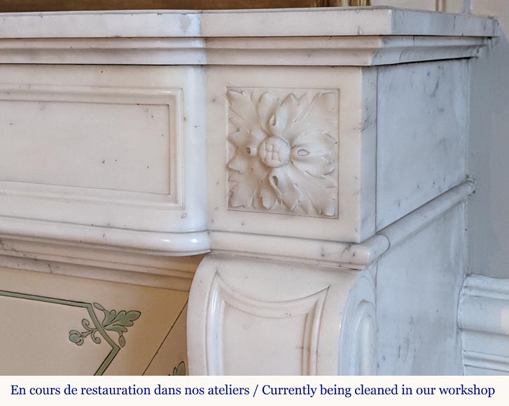 Louis XVI style mantel in half statuary marble with asparagus-6
