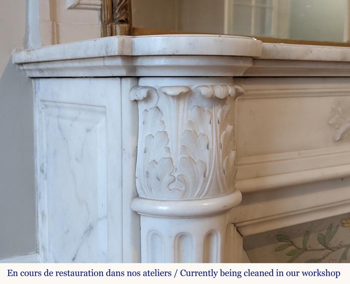 Louis XVI style fireplace with half columns and laurel crown-6