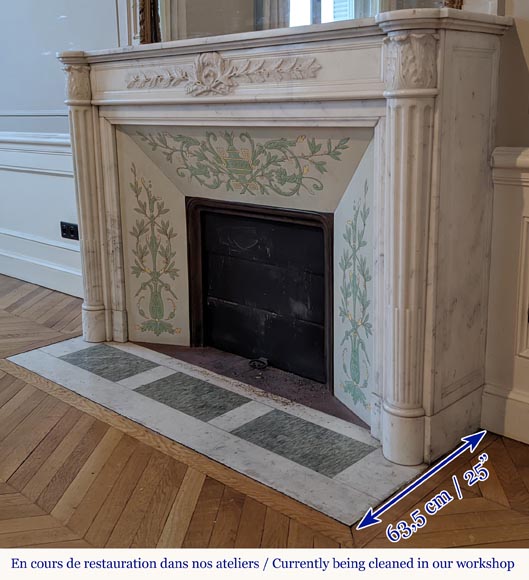 Louis XVI style fireplace with half columns and laurel crown-8