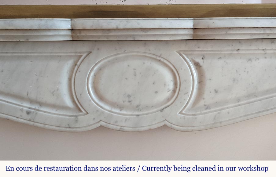 Louis XV style mantel, Pompadour model in Carrara marble-1