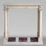 Louis XVI period mantel in statuary marble with detaches columns