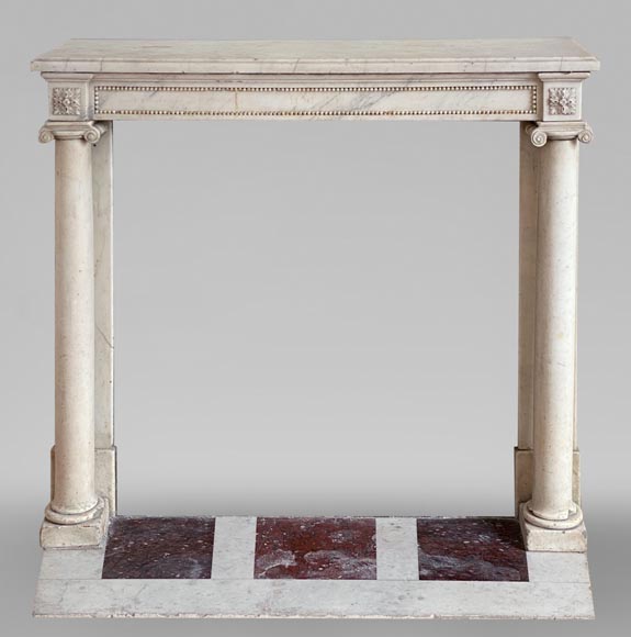 Louis XVI period mantel in statuary marble with detaches columns-0
