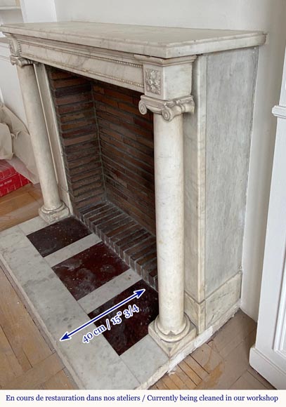 Louis XVI period mantel in statuary marble with detaches columns-6